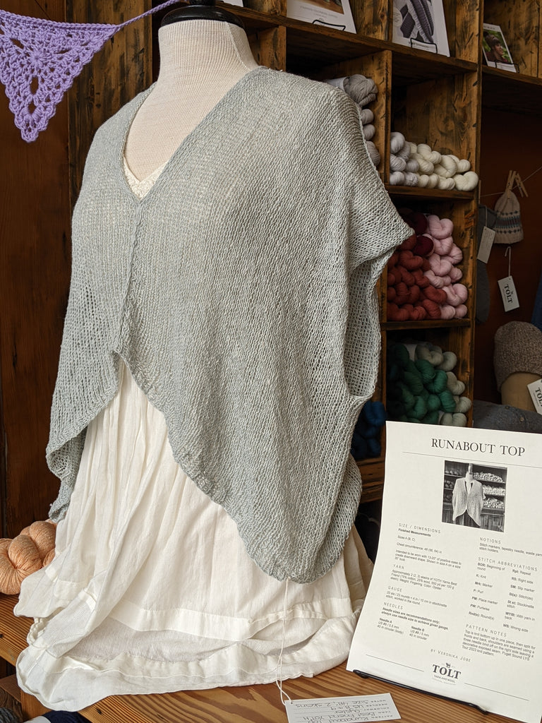 In Person, Class,  KNIT RUN ABOUT SWEATER, Tuesdays, July 18, 25, Aug. 1, 5-7pm