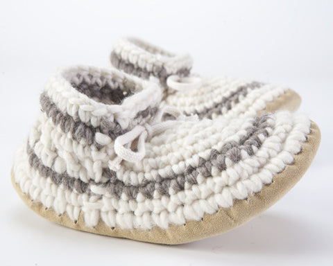 Padraig Cottage Women's Slippers Gray Stripe/Cream Pair